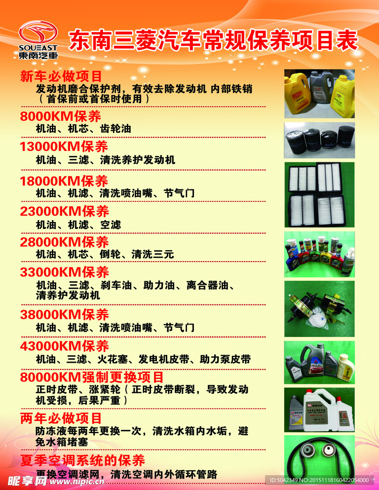保养项目表