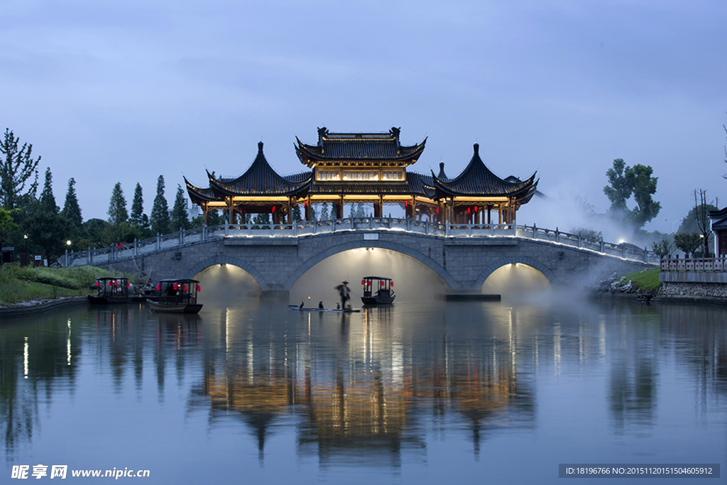 渔舟唱晚 湖中景