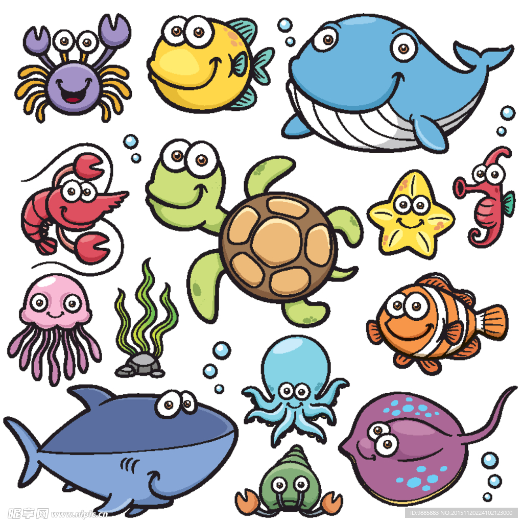 卡通海洋生物