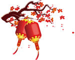 梅花灯笼矢量素材