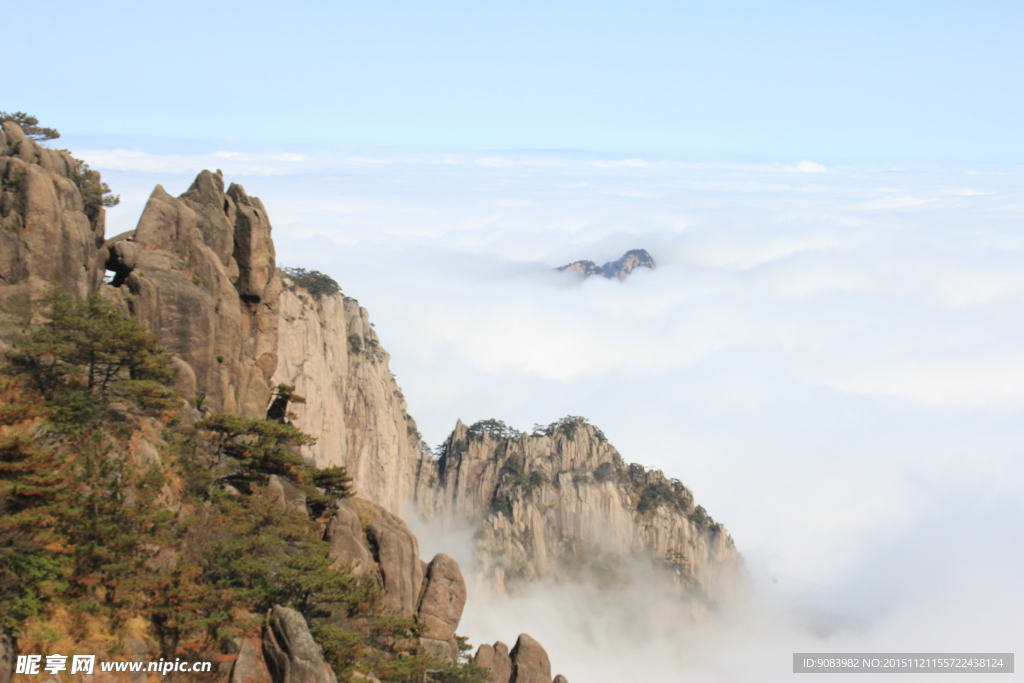 黄山 云海 云雾 山顶云雾 雾