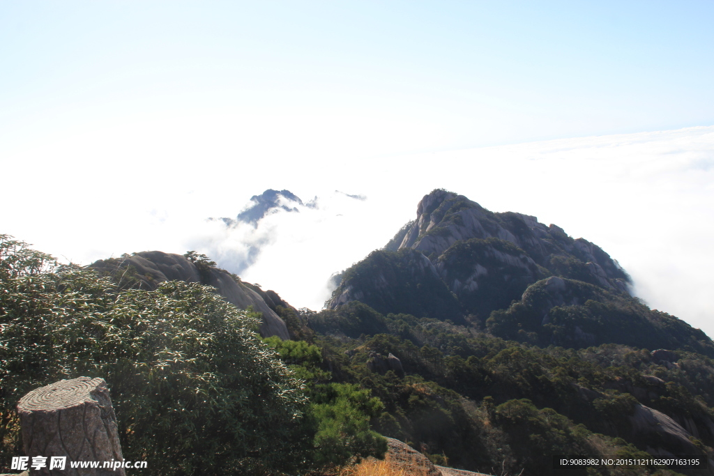 黄山 云海 云雾 山顶云雾 雾