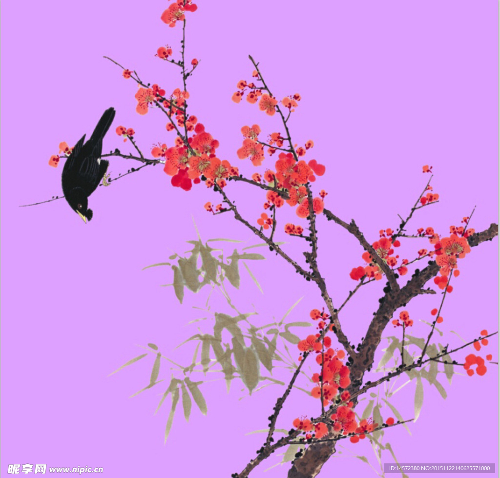 国花  花鸟  分层图  PS