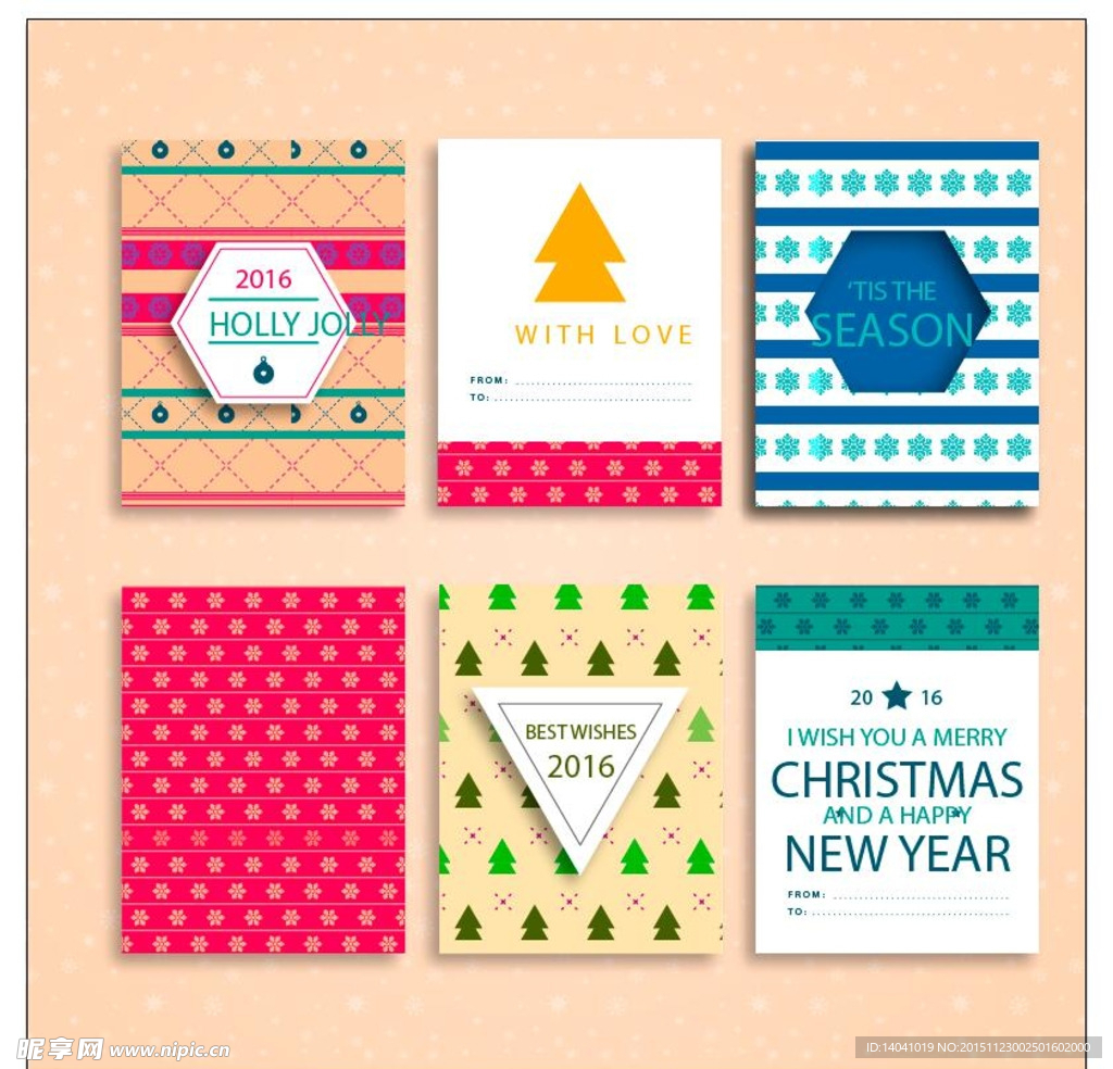 圣诞节五颜六色年卡