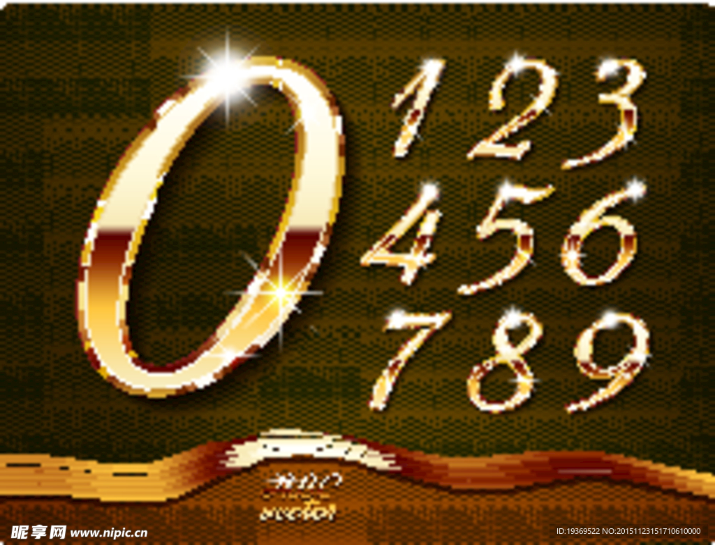金色质感数字设计矢量图
