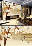兰花山水彩雕背景墙（仅设计稿）