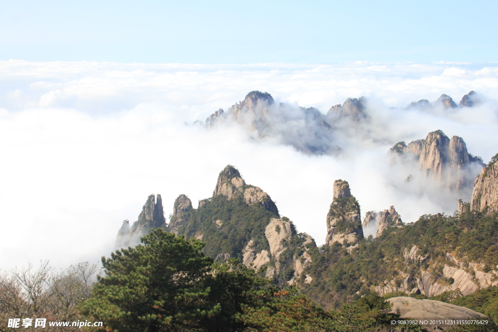 黄山 云海 云雾 山顶云雾 雾