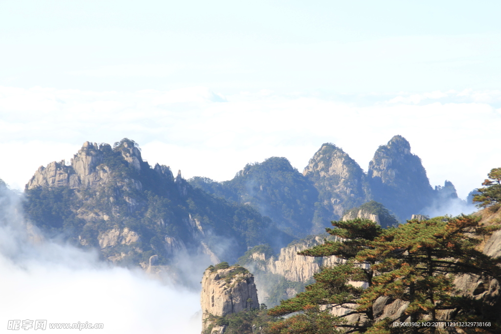 黄山 云海 云雾 山顶云雾 雾