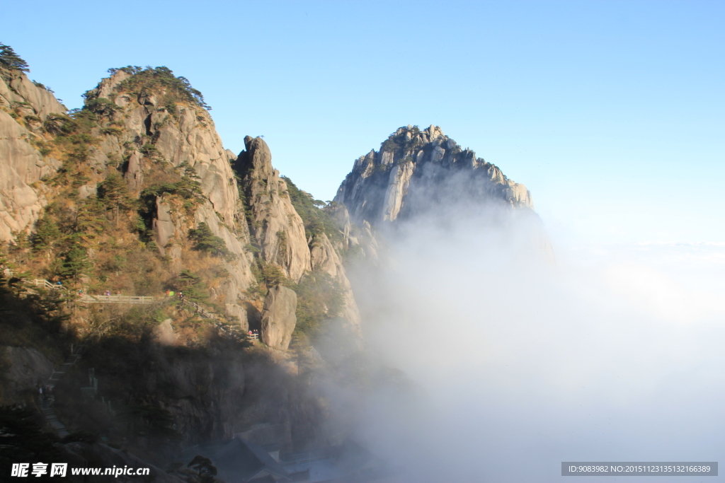 黄山 云海 云雾 山顶云雾 雾