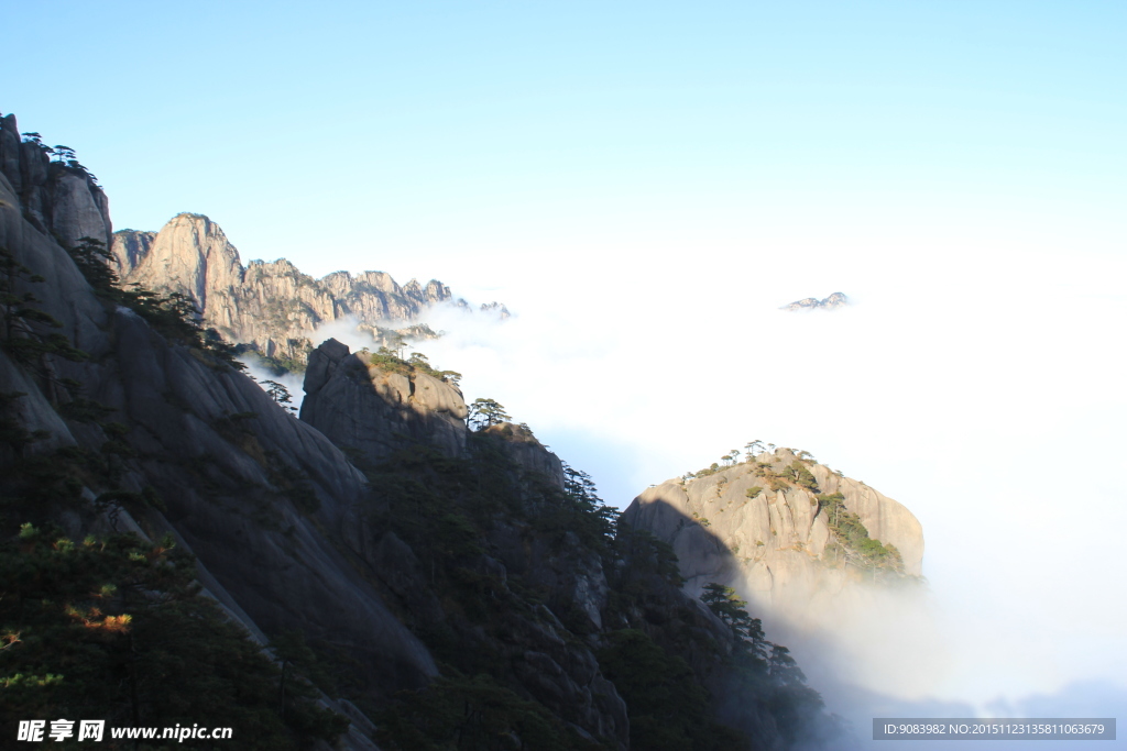 黄山 云海 云雾 山顶云雾 雾