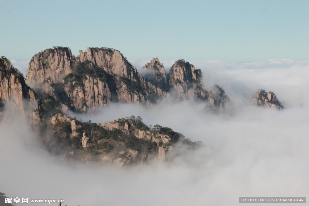 黄山 云海 云雾 山顶云雾 雾