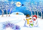 雪地上的小路和雪人