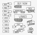 手绘促销丝带矢量图