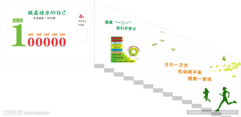 楼梯宣传 健康一二一