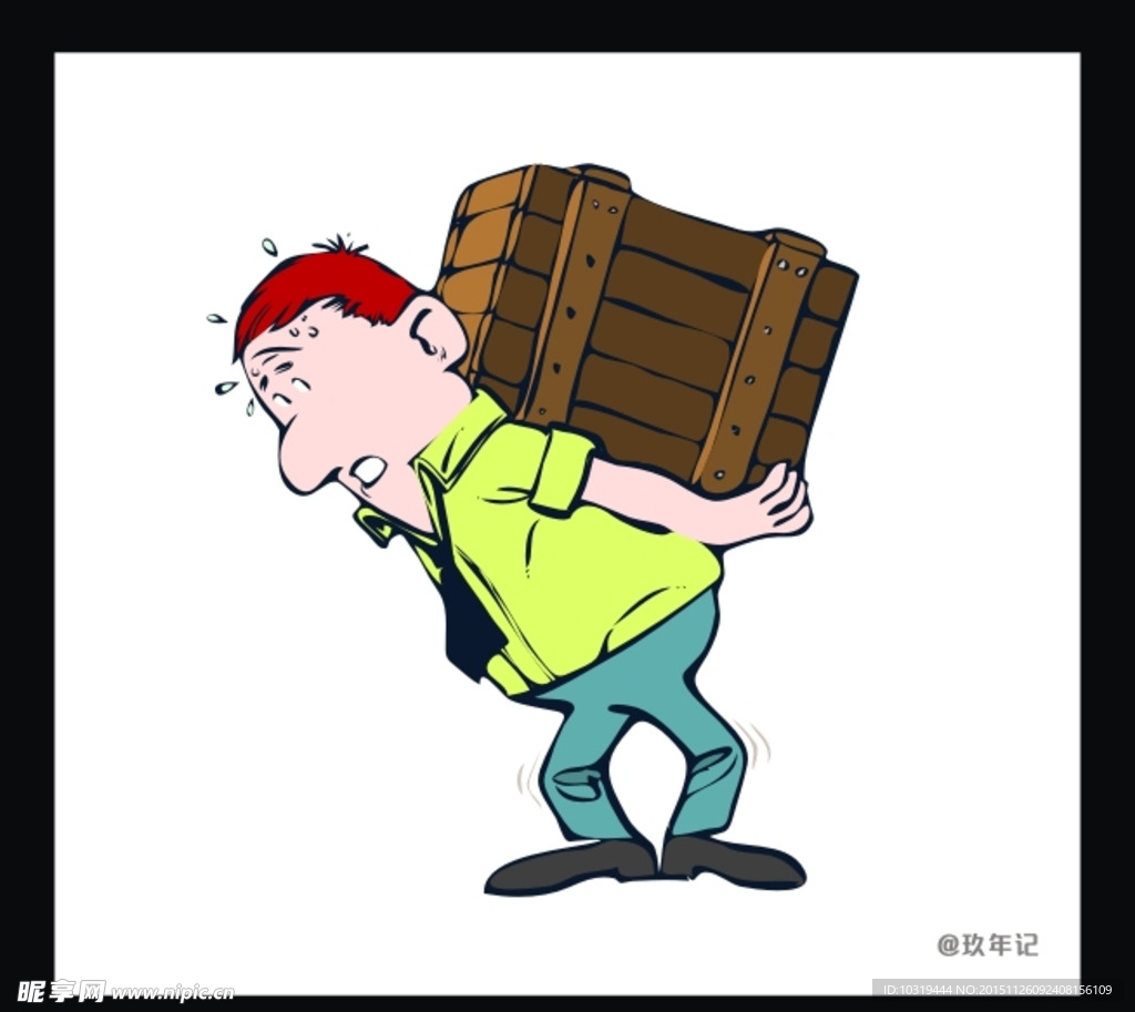 卡通 男孩 木材 重 货物