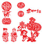矢量春节窗花剪纸素材下载