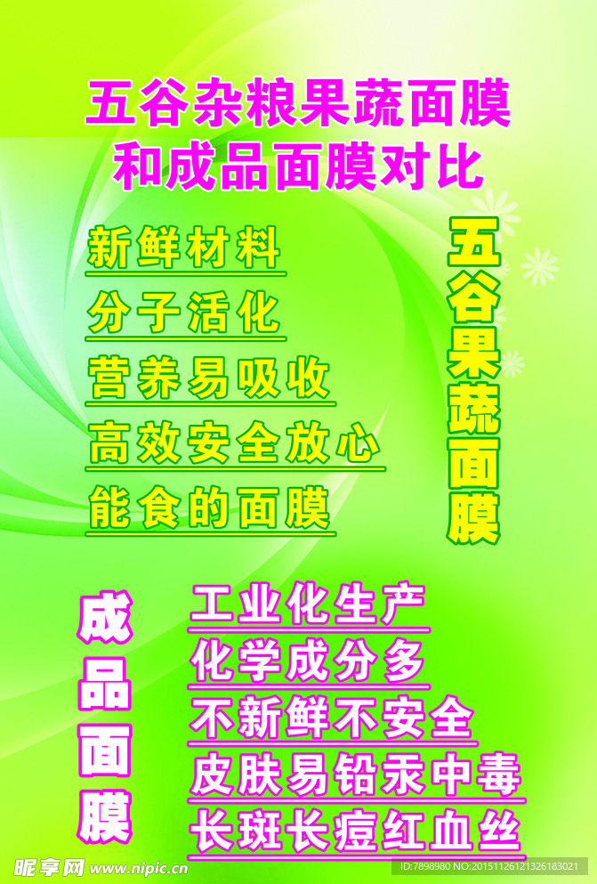 五谷杂粮果蔬面膜和成品面膜对比
