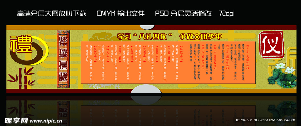 八礼四仪文明少年展板