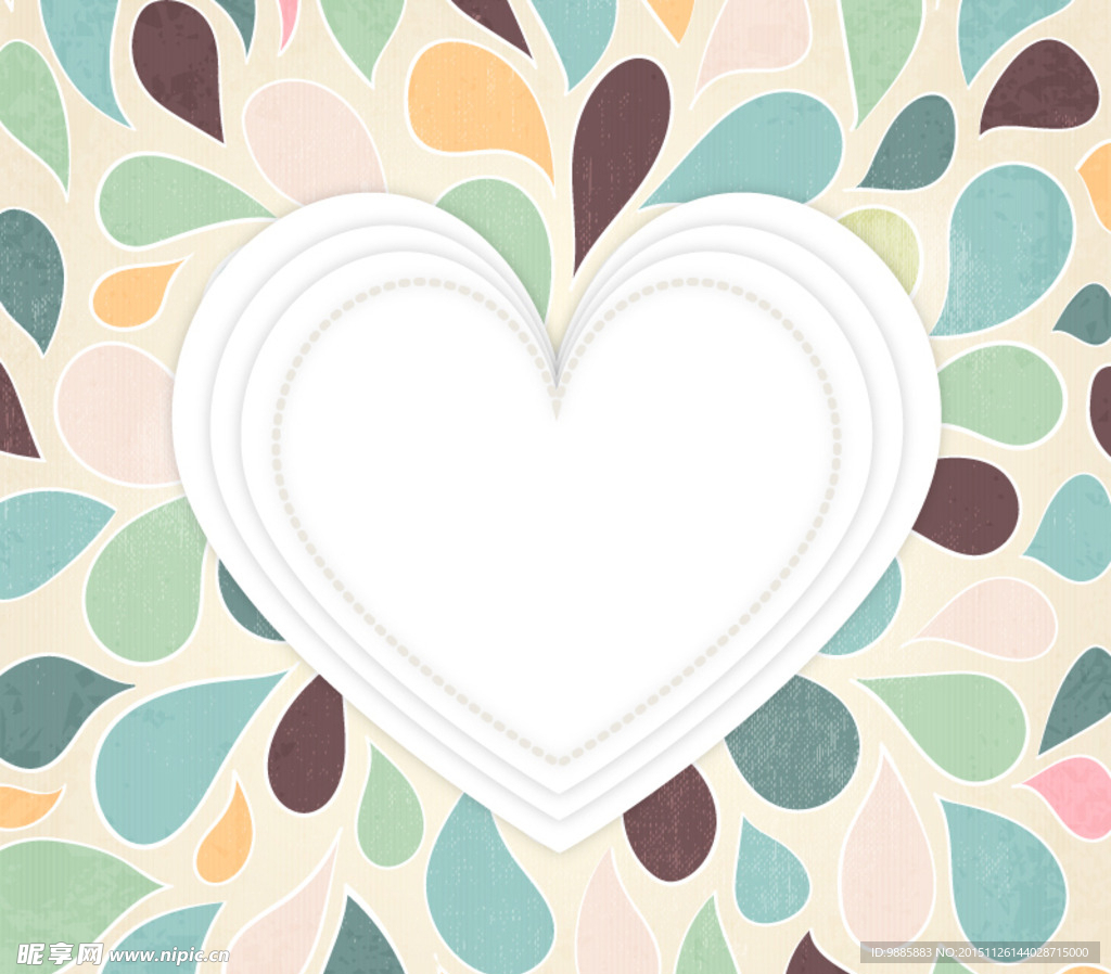 复古白色层叠爱心背景