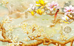 富贵玉兰花壁画背景墙