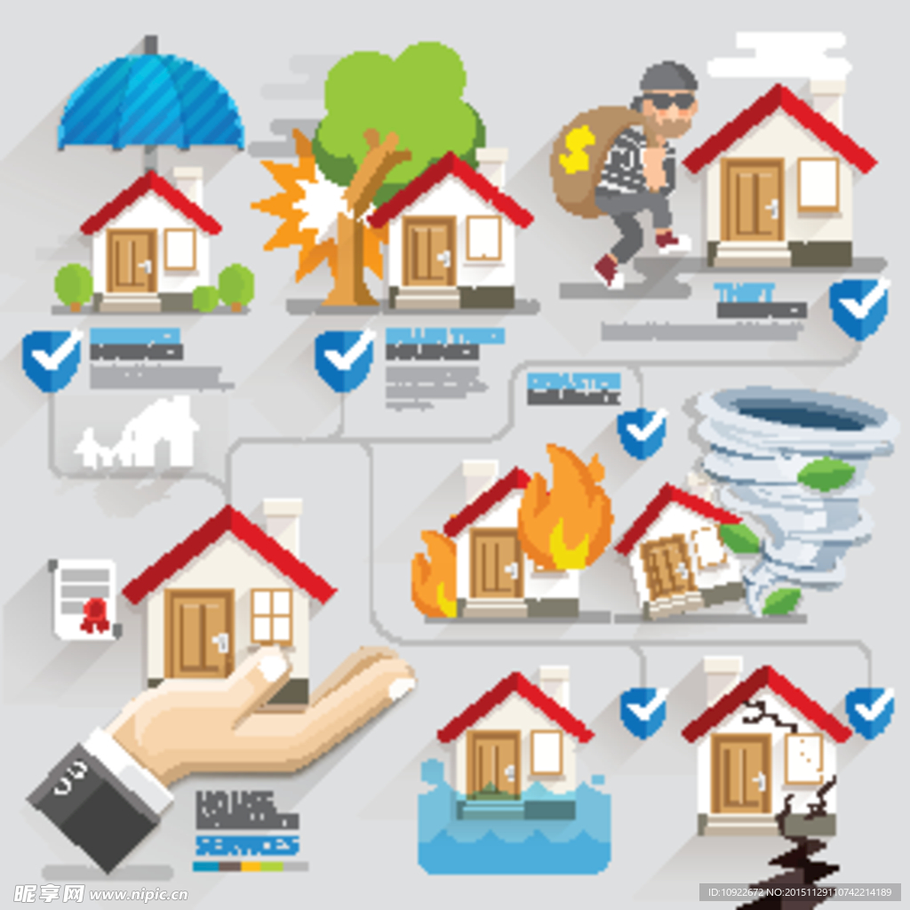 房屋保险 信息图矢量 素材下载