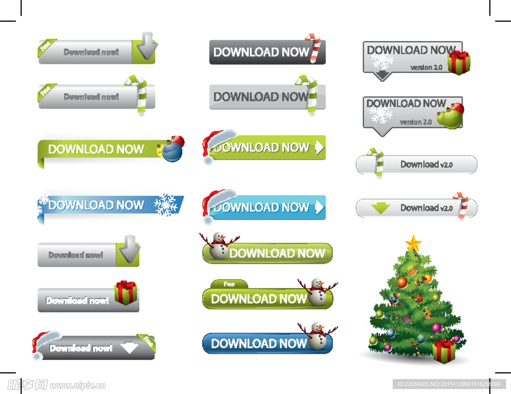 圣诞网站设计按钮目录素材