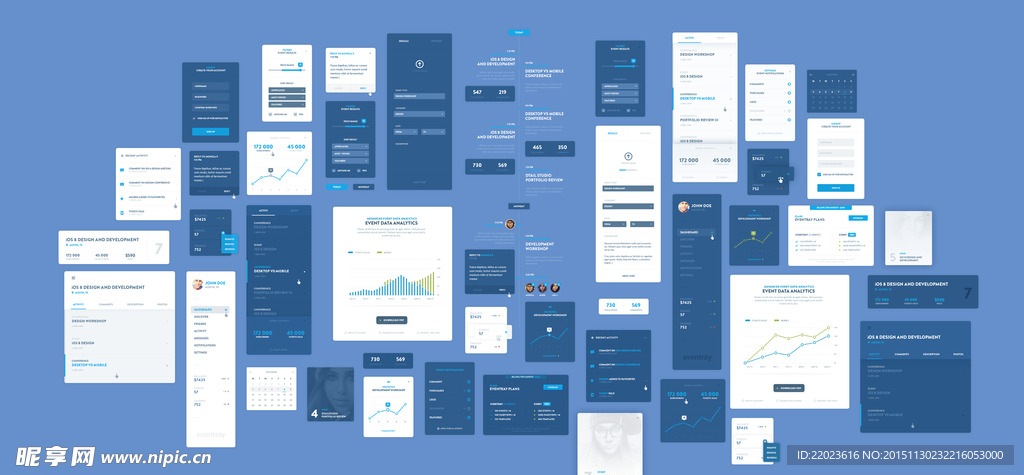 蓝色风格网站UI客户端UI设计