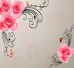 玫瑰花藤背景墙装饰画