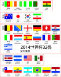 2014世界杯32强国旗矢量图