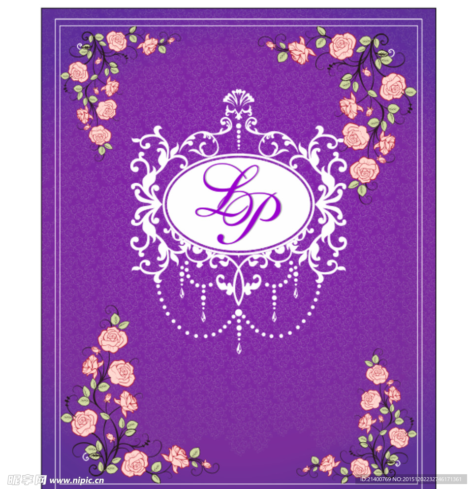紫色欧式婚礼藤蔓花纹背景