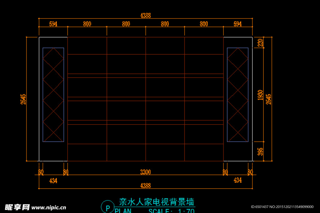 电视墙CAD立面图