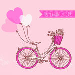 粉色情人节自行车贺卡