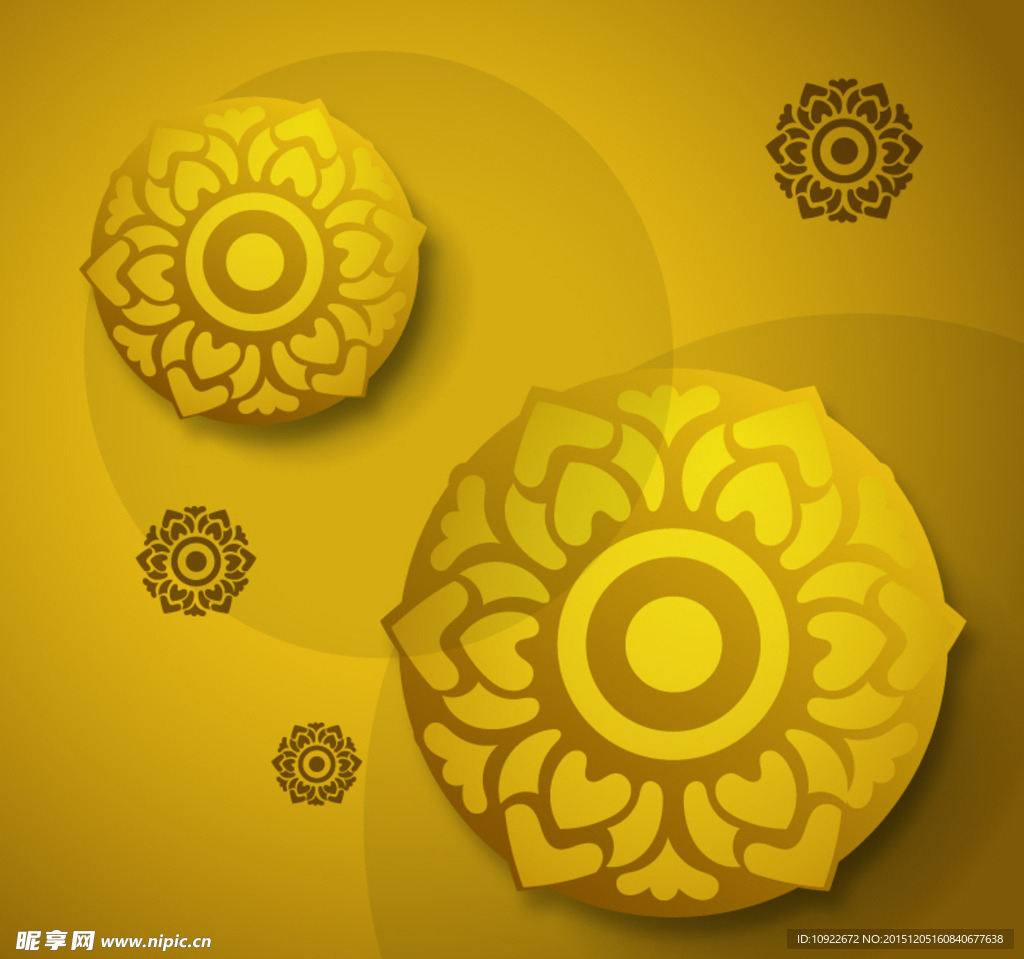 金色花朵圆盘 背景
