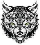 黑白剪影 矢量素材 图案 狼