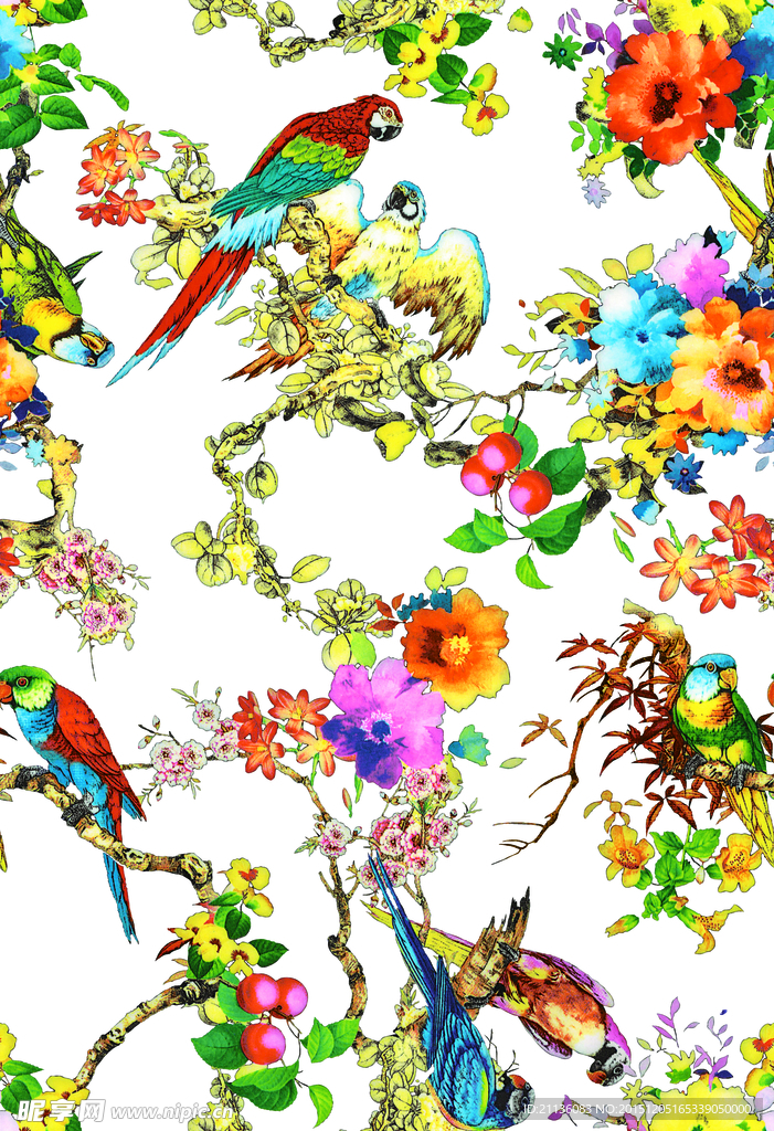 数码印花 花朵 红色花朵