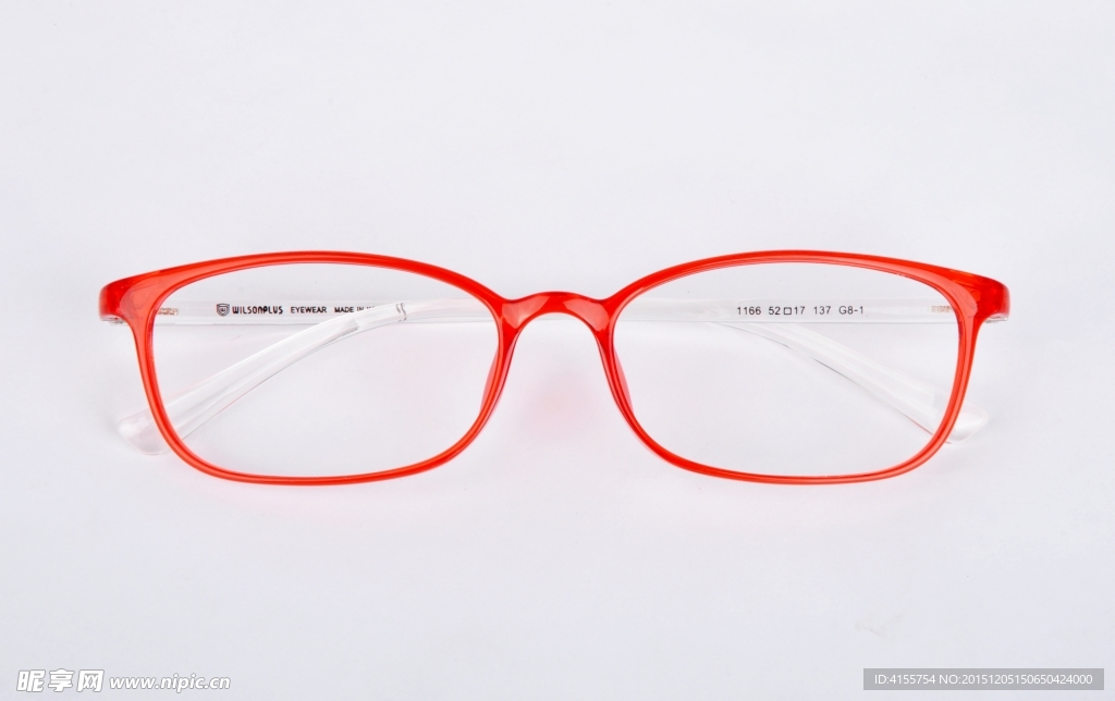 红框透明镜腿眼镜