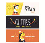 彩色新年派对banner