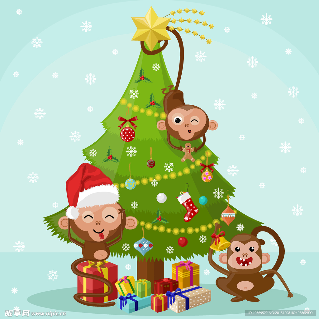 猴子与圣诞树
