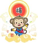 福字前的猴子
