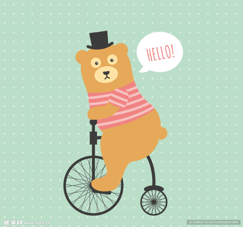 骑大小轮自行车的熊