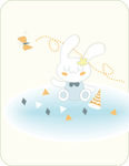 矢量卡通兔子印花图案