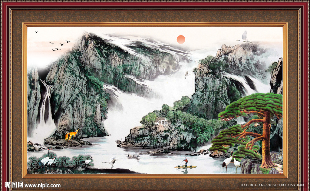 国画迎客松