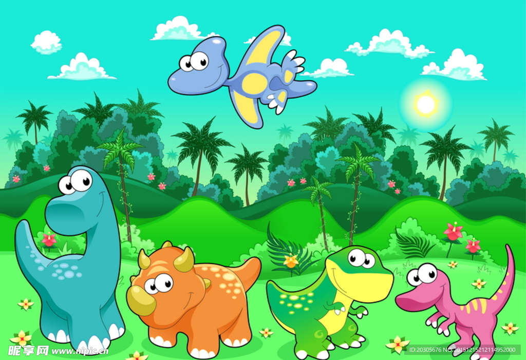 可爱的动物场景 恐龙