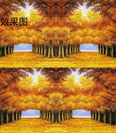 梦幻黄叶树林油画视频背景