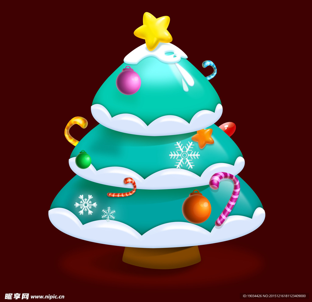 立体卡通装饰圣诞树