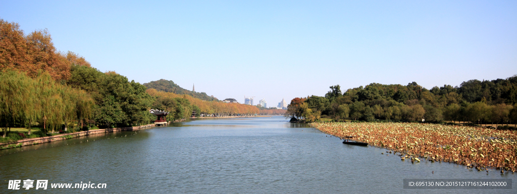 深秋西湖的美景