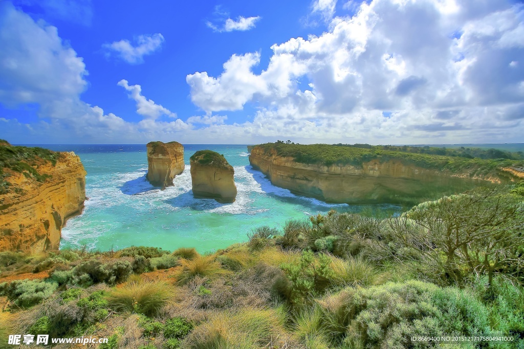 澳大利亚海滩岩石景观