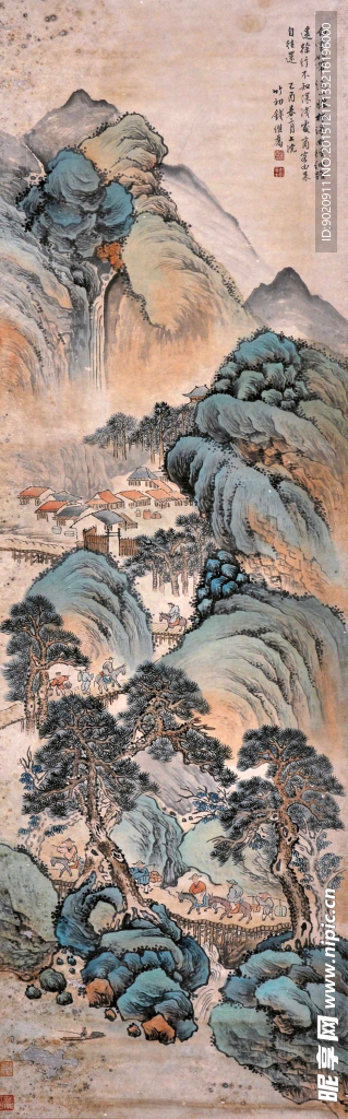 钱维乔 青绿山水