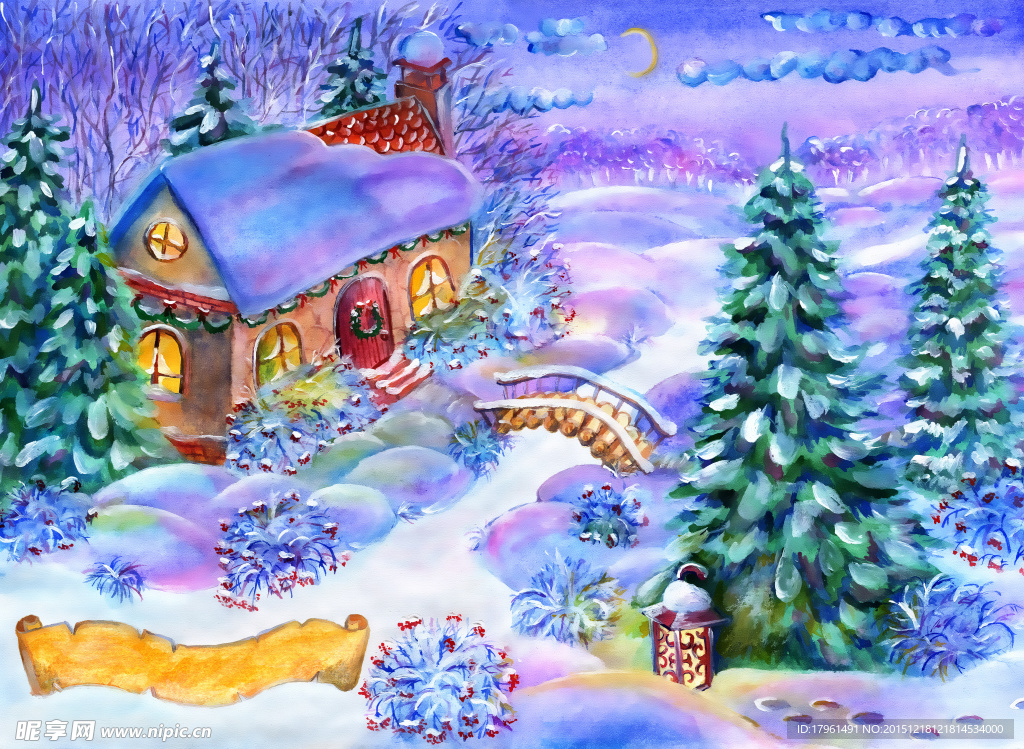 雪天油画