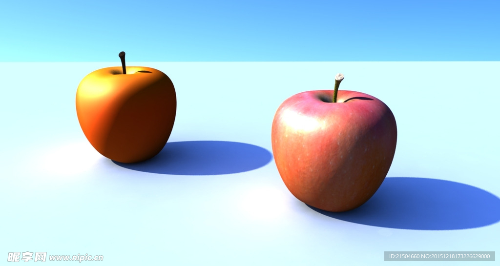 两个苹果maya3d模型渲染